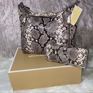 🖤DUO MK Luxe Python Embossed Bag AND Large Flap Continental Wallet🖤 Dustbag